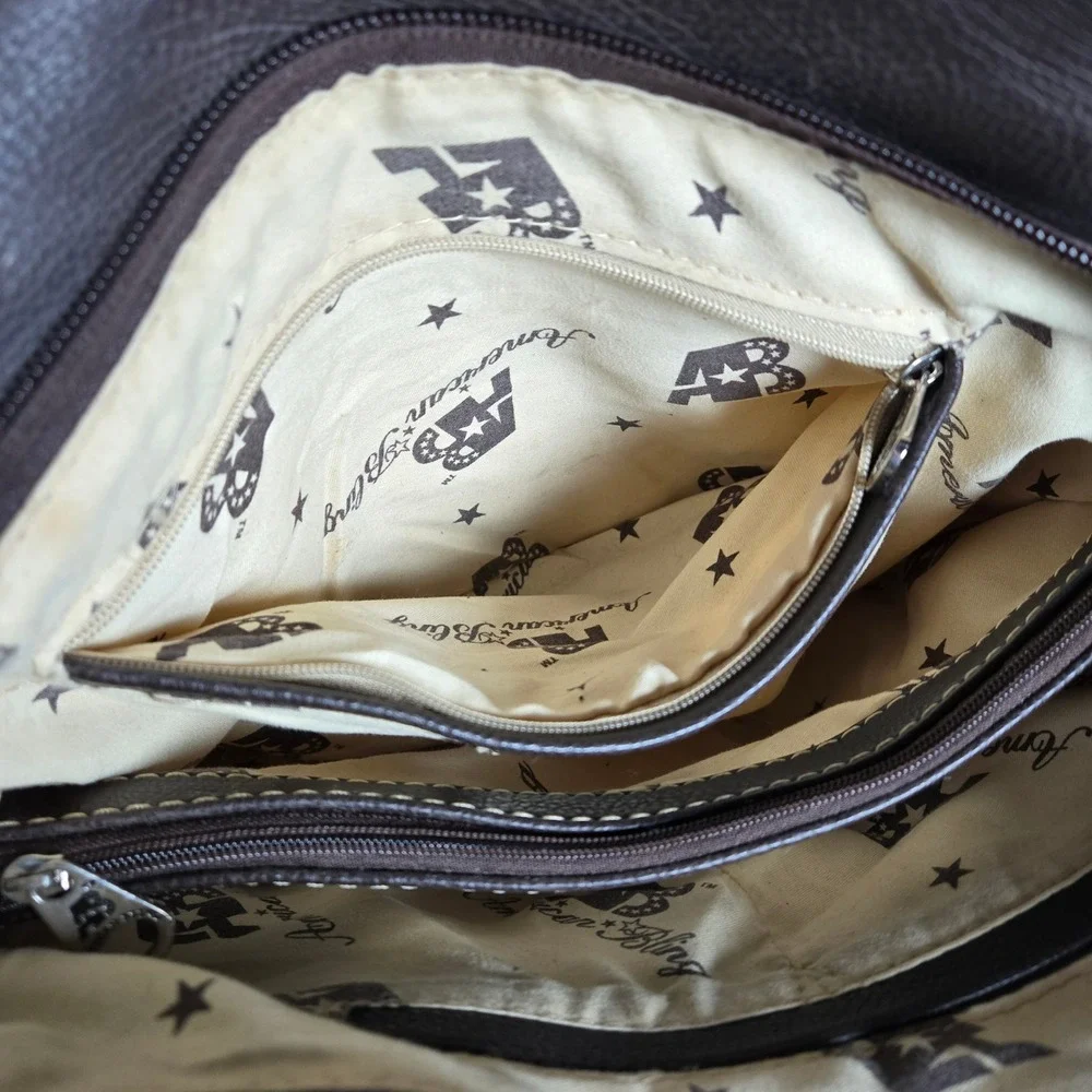 American Bling Western Cross Shoulder Bag Red Croc Embossed Rhinestone Studded - Picture 7 of 16